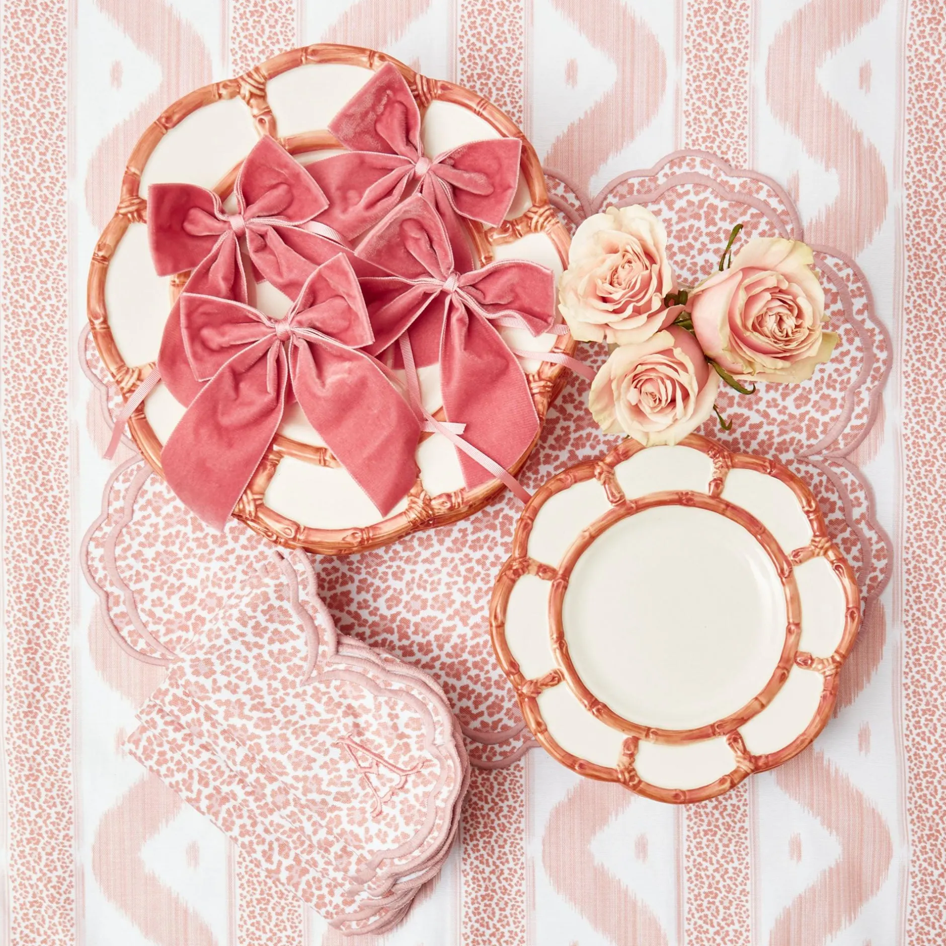 Outlet Mrs. Alice Pink Petal Bamboo Starter Plates (Set Of 4)