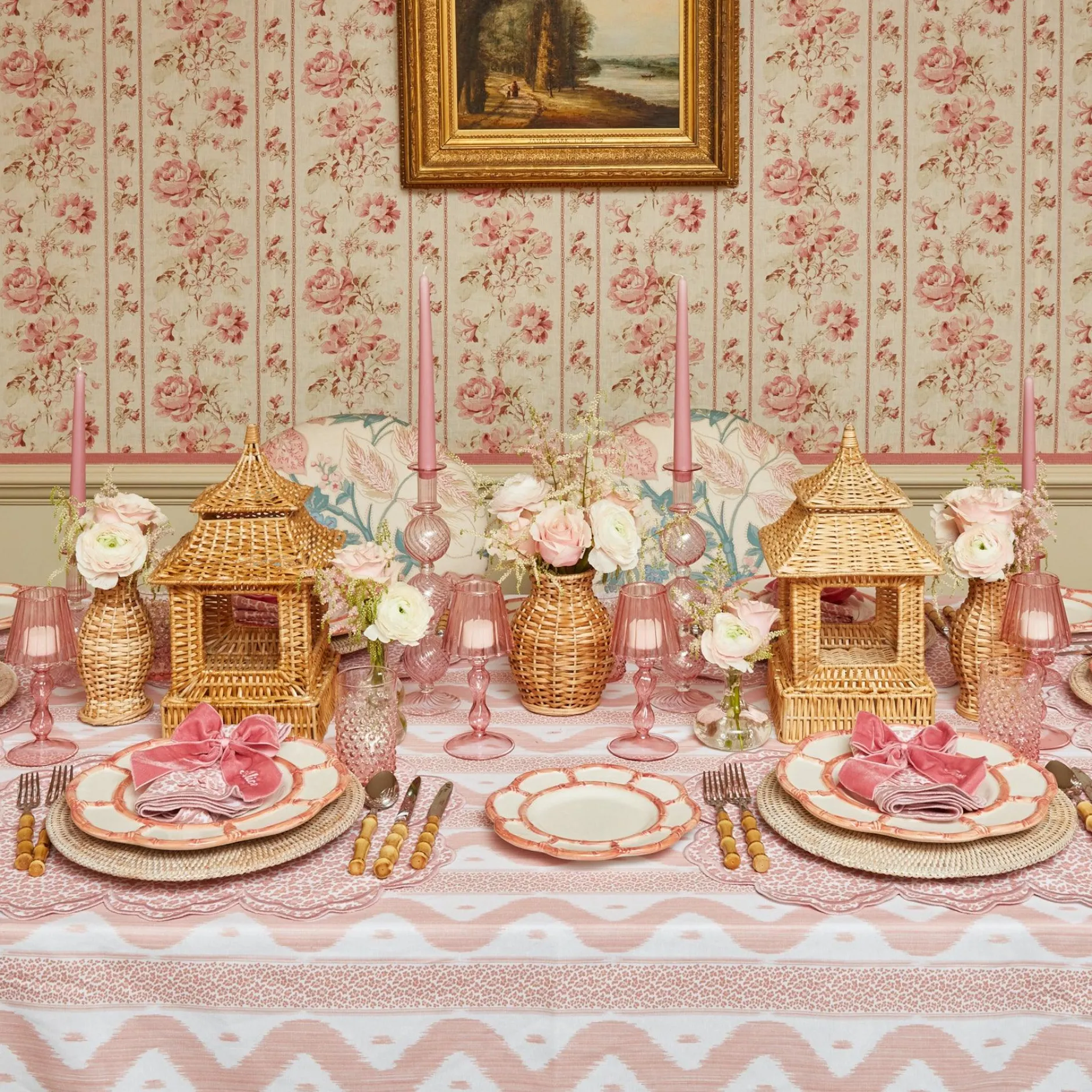 Outlet Mrs. Alice Pink Petal Bamboo Starter Plates (Set Of 4)