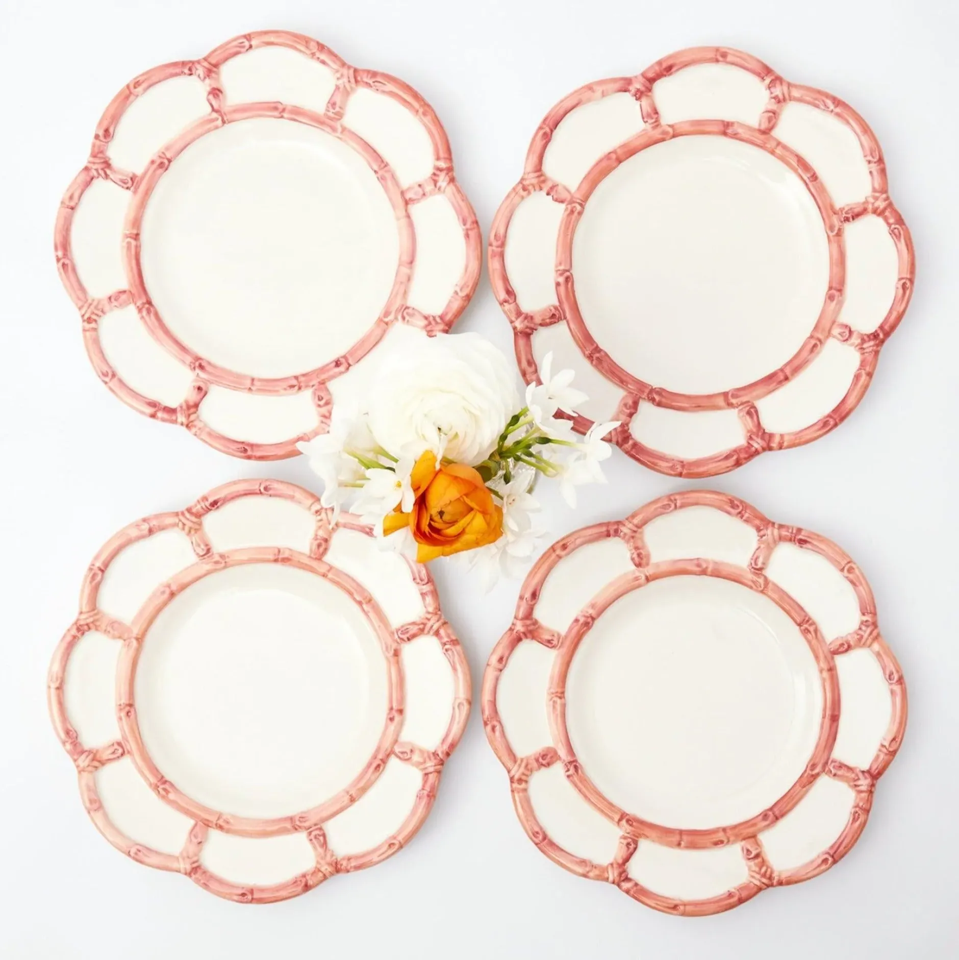 New Mrs. Alice Pink Petal Bamboo Starter Plates (Set Of 4)