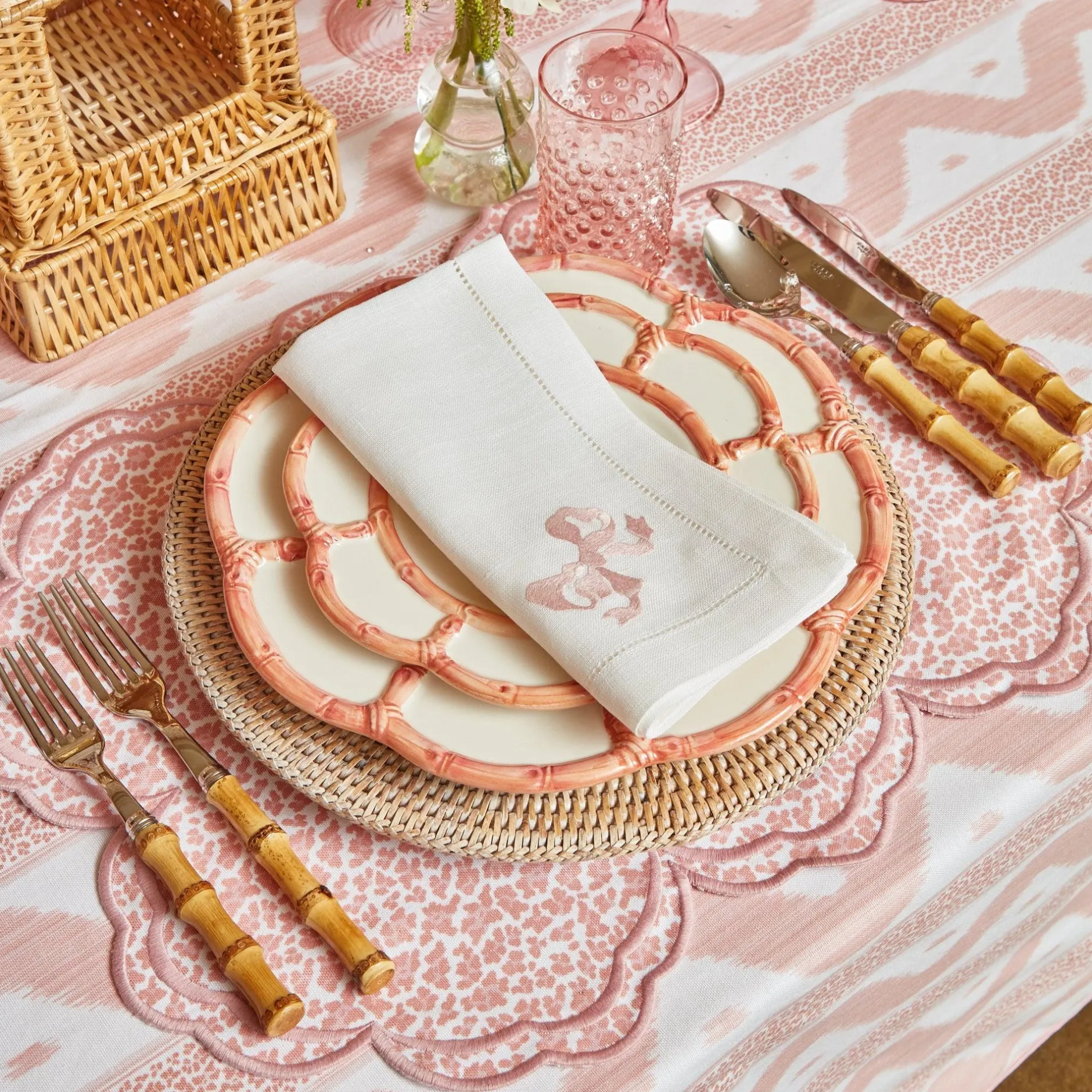 New Mrs. Alice Pink Petal Bamboo Starter Plates (Set Of 4)