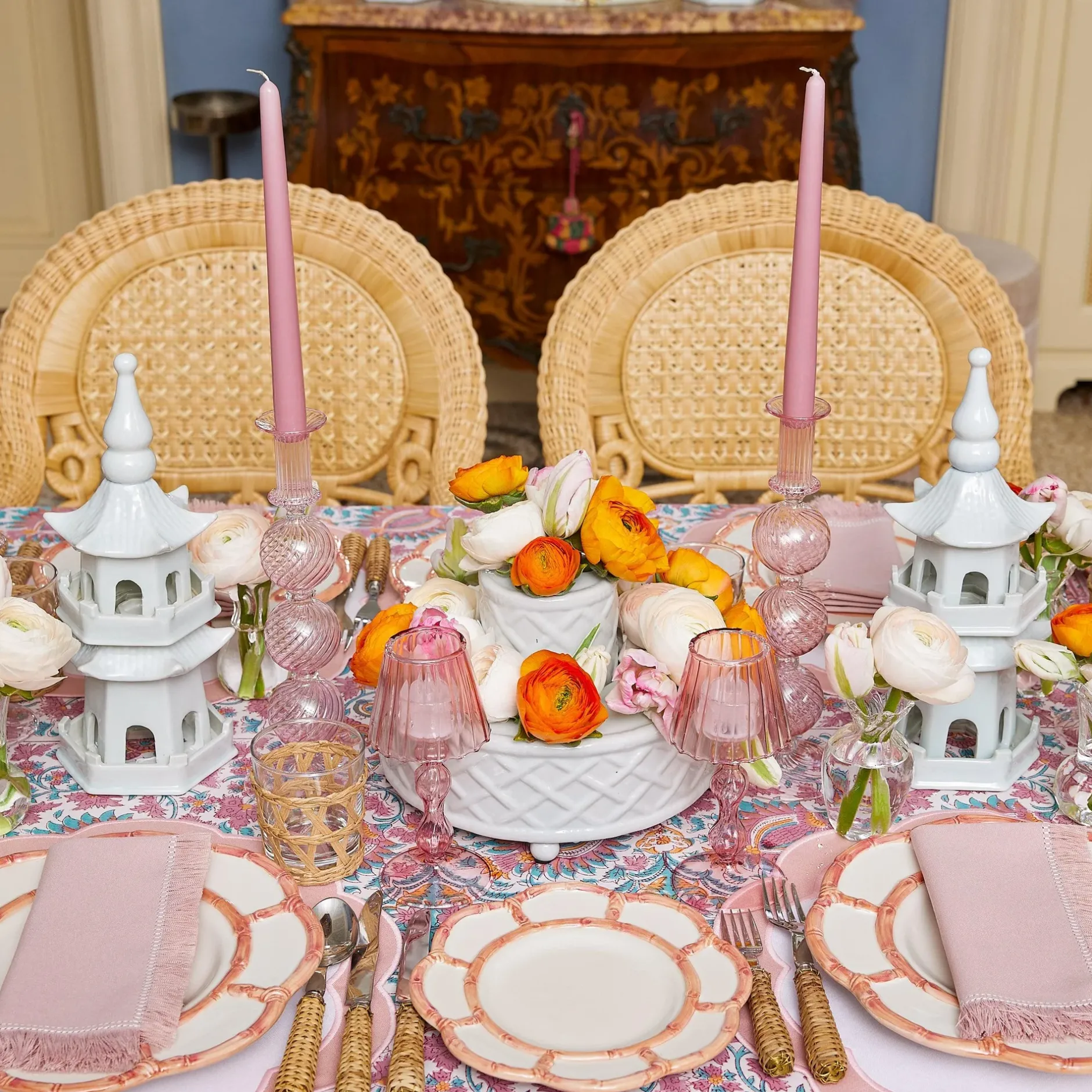 Online Mrs. Alice Pink Petal Bamboo Starter Plate
