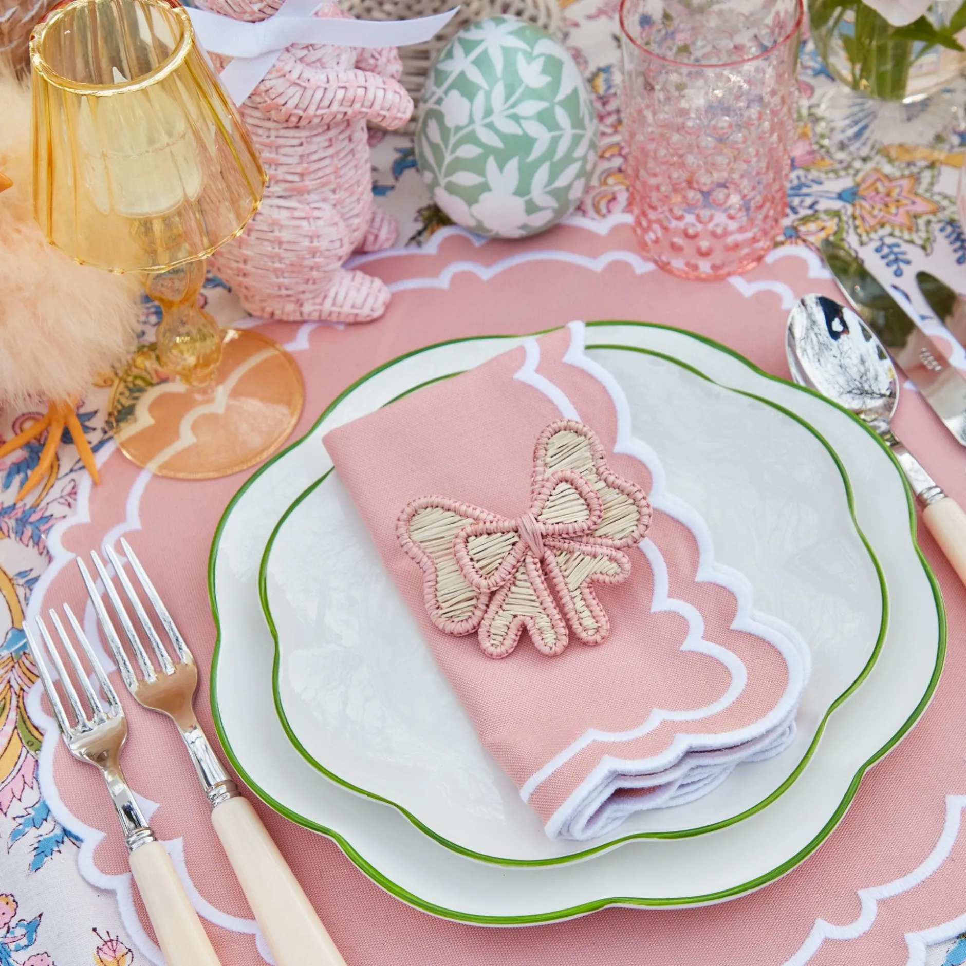 Online Mrs. Alice Pink Rattan Napkin Bow (Set Of 4)