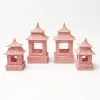 Outlet Mrs. Alice Pink Rattan Pagoda Lantern Set