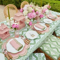 Outlet Mrs. Alice Pink Rattan Pagoda Lantern Set
