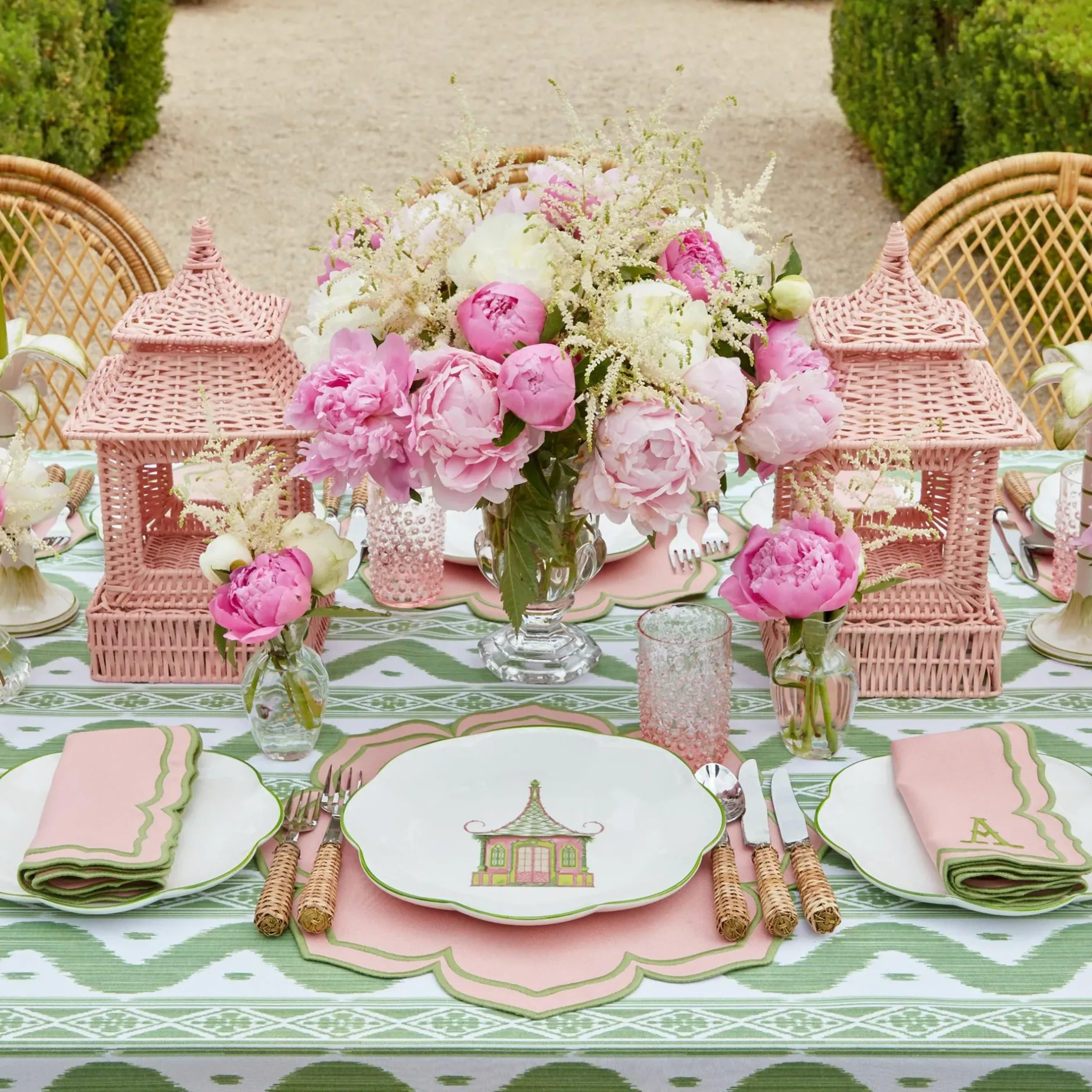 Discount Mrs. Alice Pink Rattan Pagoda Lantern