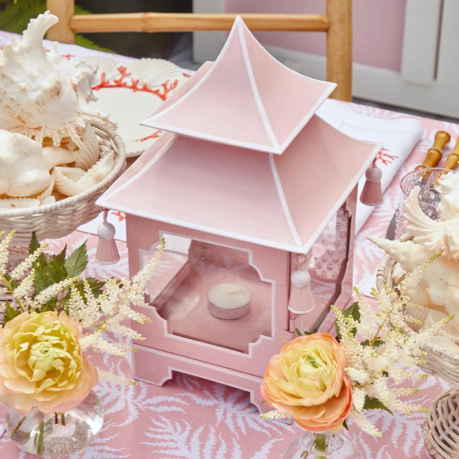 Clearance Mrs. Alice Powder Pink Pagoda Lantern