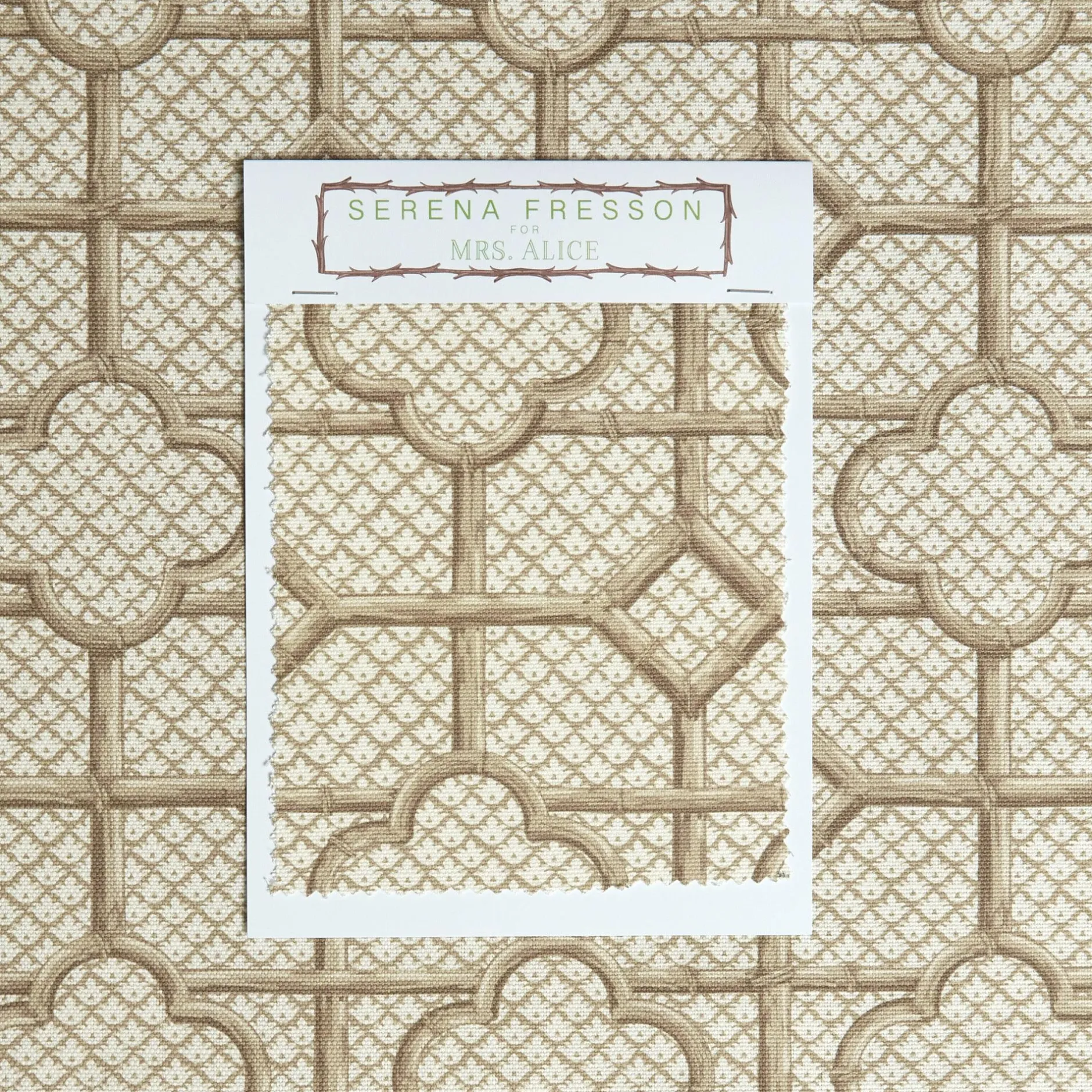 Sale Mrs. Alice Putty Bamboo Trellis Fabric