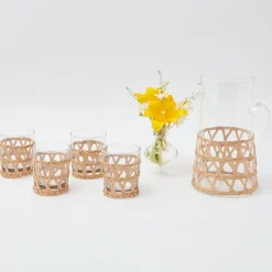 Outlet Mrs. Alice Raffia Water Glasses & Jug Set