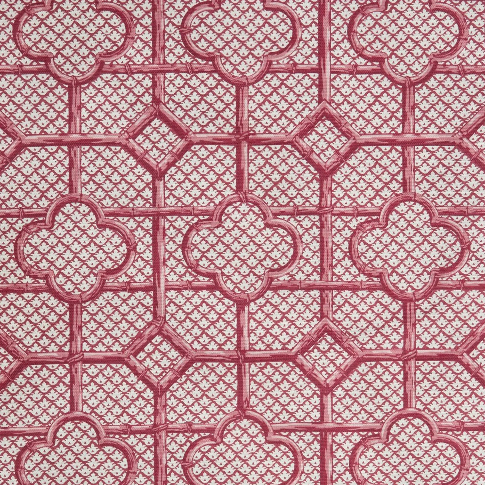Clearance Mrs. Alice Raspberry Pink Bamboo Trellis Fabric