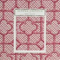Clearance Mrs. Alice Raspberry Pink Bamboo Trellis Fabric