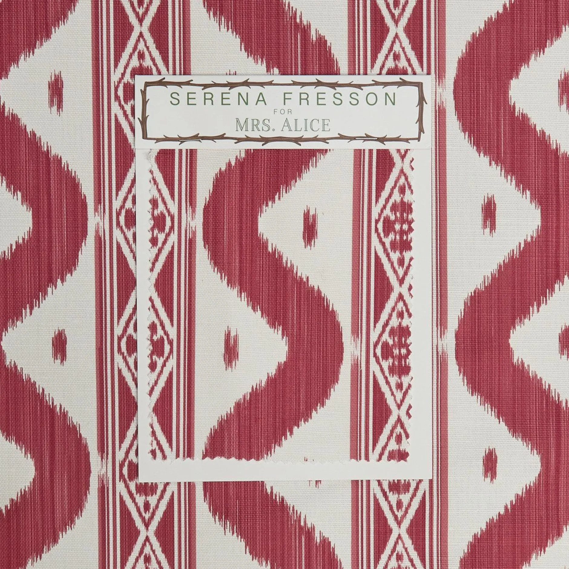 New Mrs. Alice Raspberry Pink Ikat Stripe Fabric