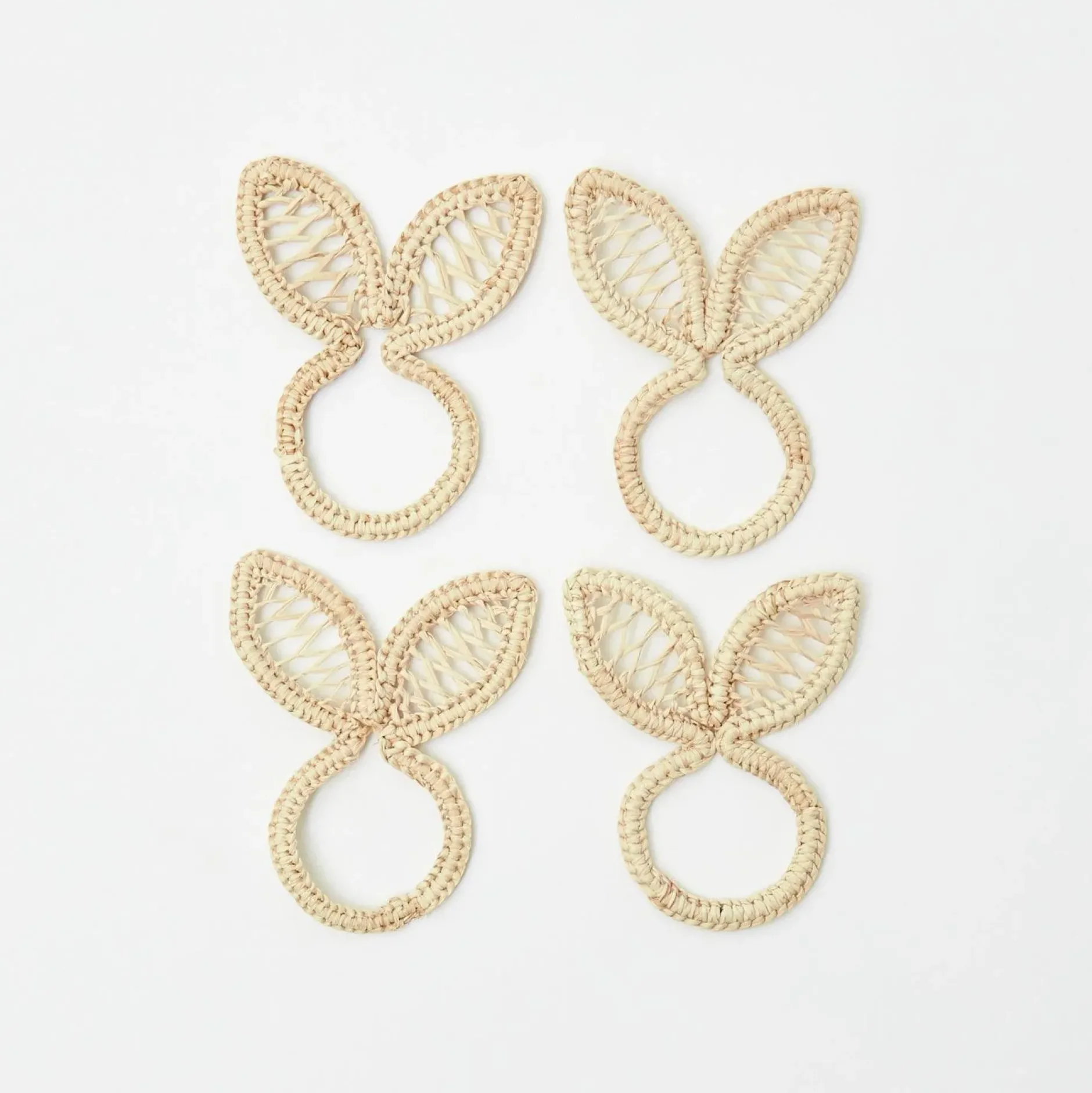 Online Mrs. Alice Rattan Bunny Napkin Rings (Set Of 4)