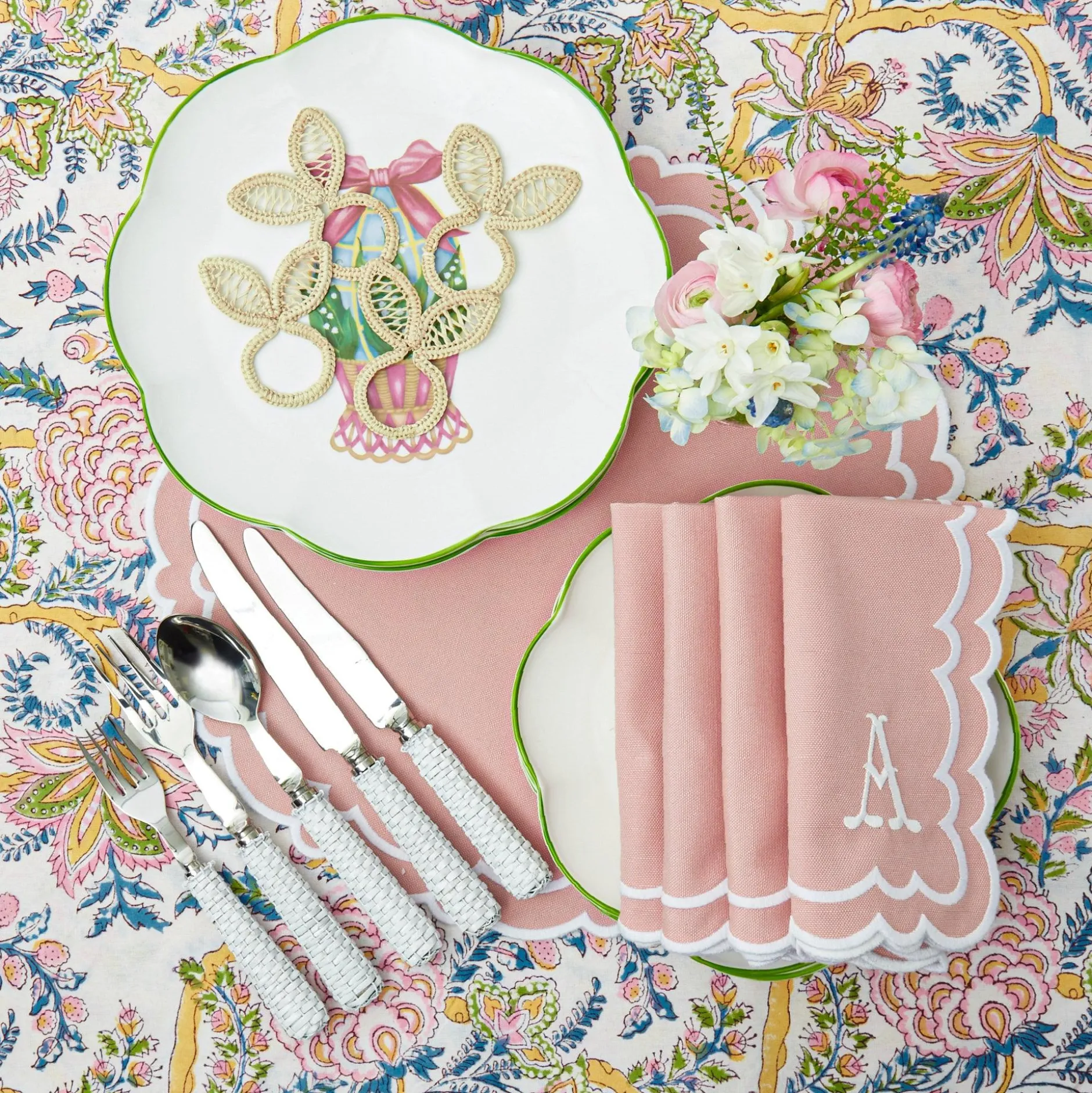 Online Mrs. Alice Rattan Bunny Napkin Rings (Set Of 4)