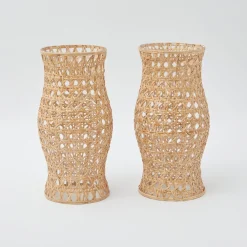Outlet Mrs. Alice Rattan Hurricane Lantern (Pair)