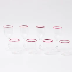 Outlet Mrs. Alice Red Rim Glassware (Set Of 8)