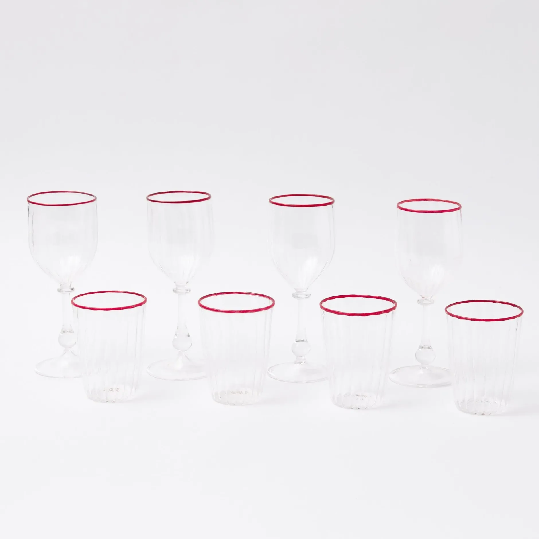 Sale Mrs. Alice Red Rim Glassware (Set Of 8)
