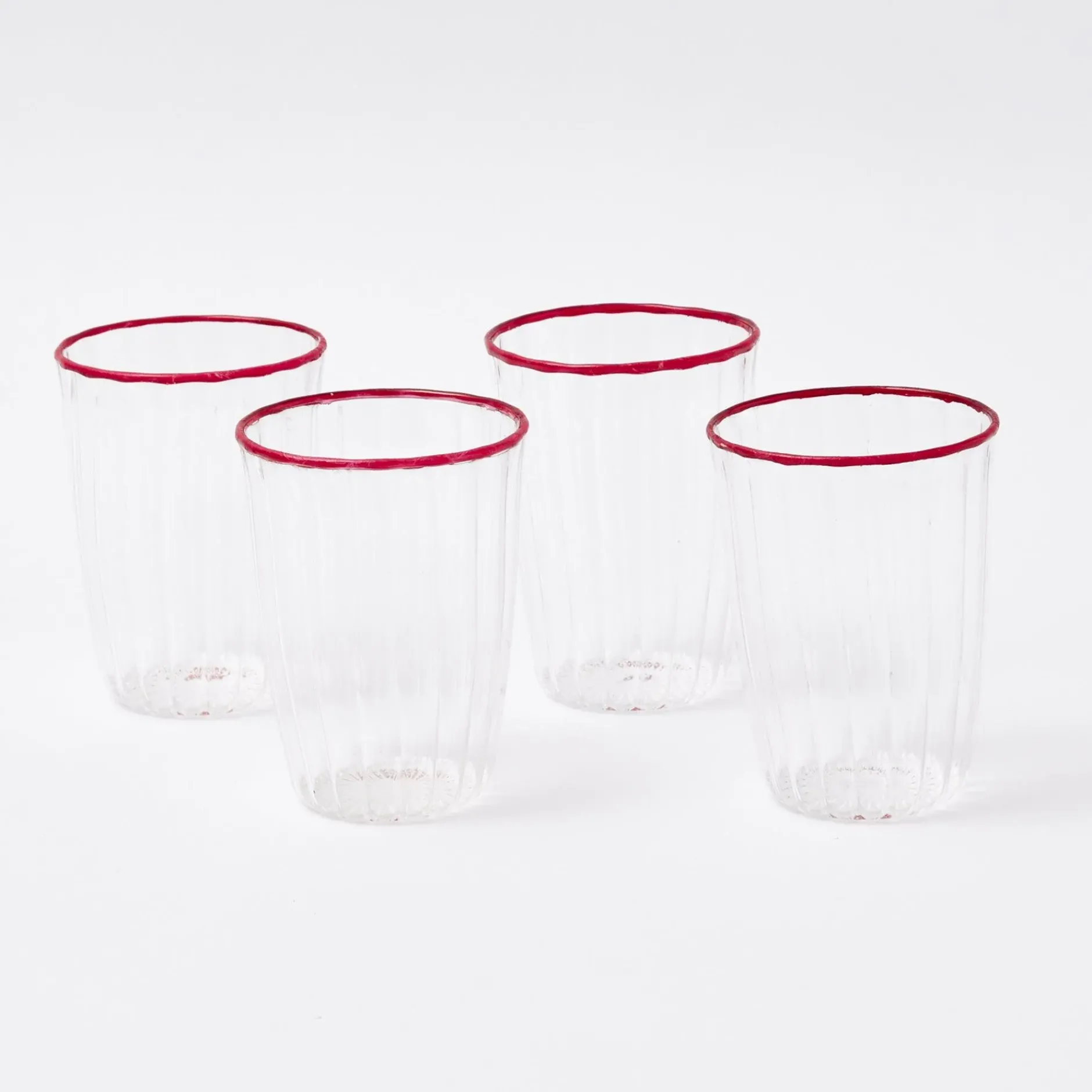 Hot Mrs. Alice Red Rim Water Glasses (Set Of 4)