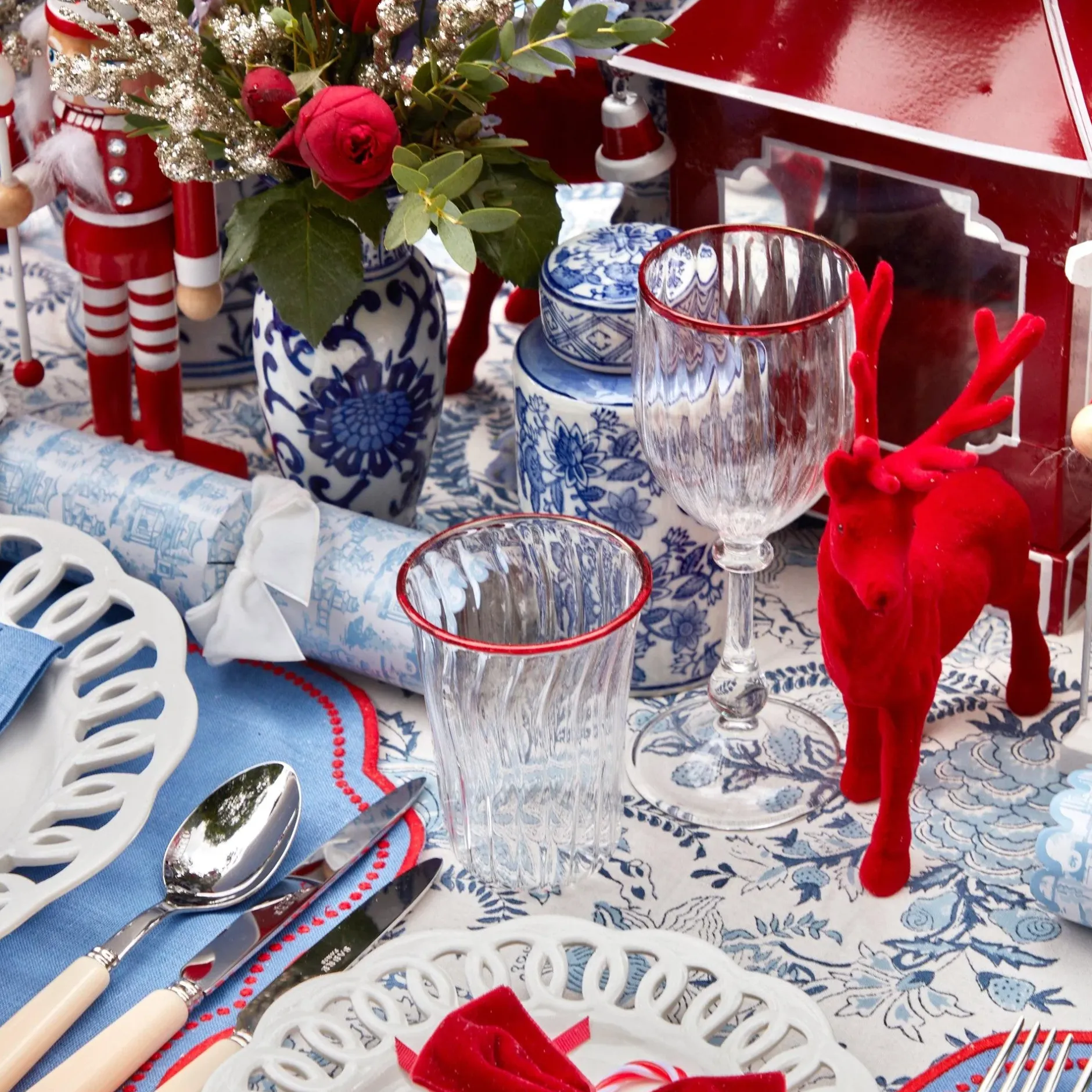New Mrs. Alice Red Rim Wine Glasses (Set Of 4)