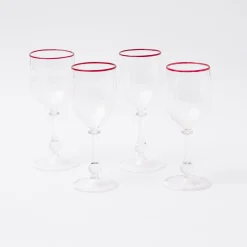 New Mrs. Alice Red Rim Wine Glasses (Set Of 4)