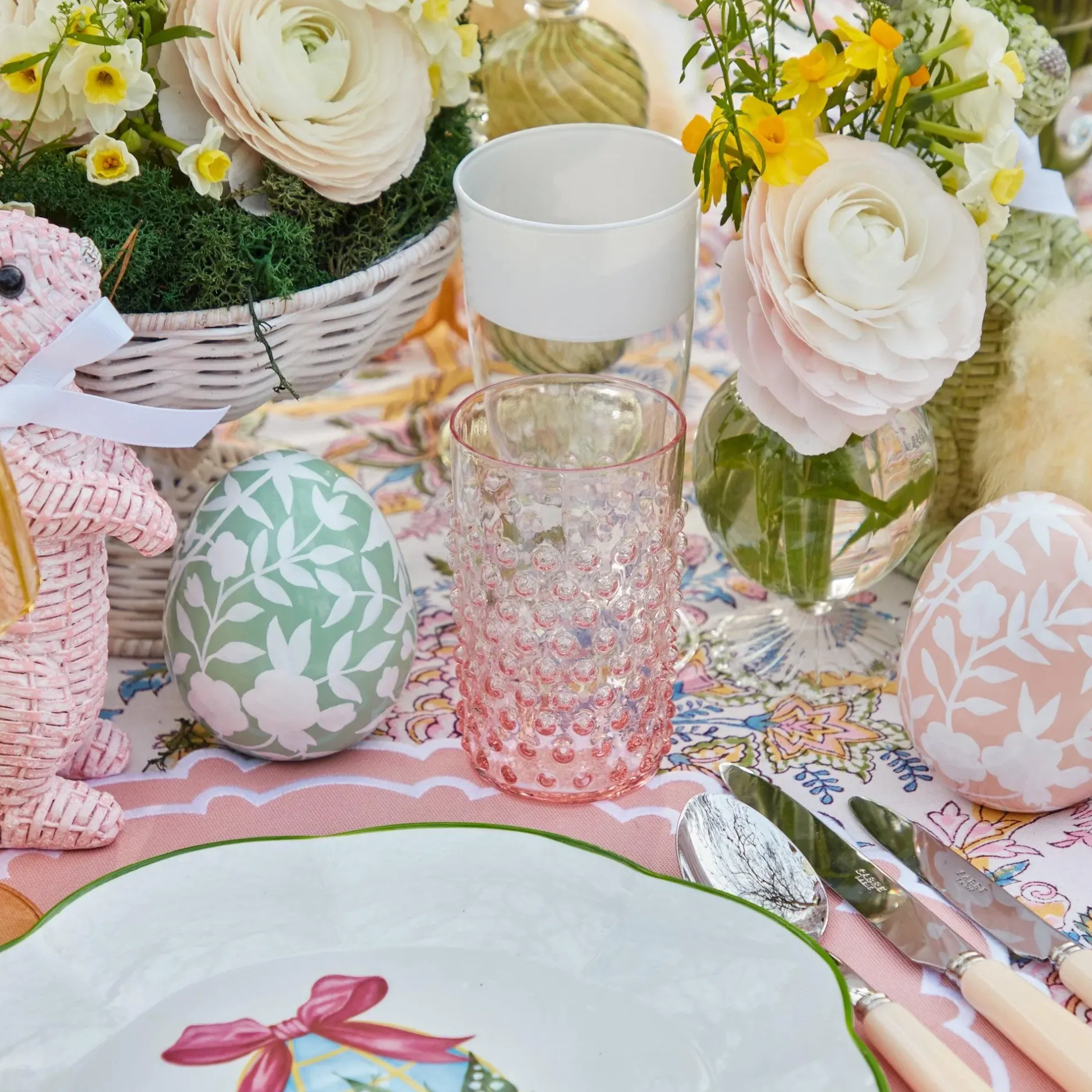 Best Mrs. Alice Rose Pink Hobnail Water Glasses & Jug Set