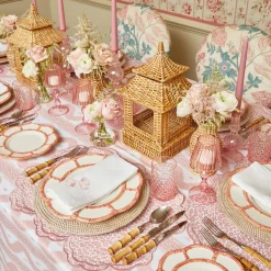 Best Mrs. Alice Rose Pink Hobnail Water Glasses & Jug Set
