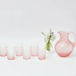 Discount Mrs. Alice Rose Pink Hobnail Water Glasses & Jug Set