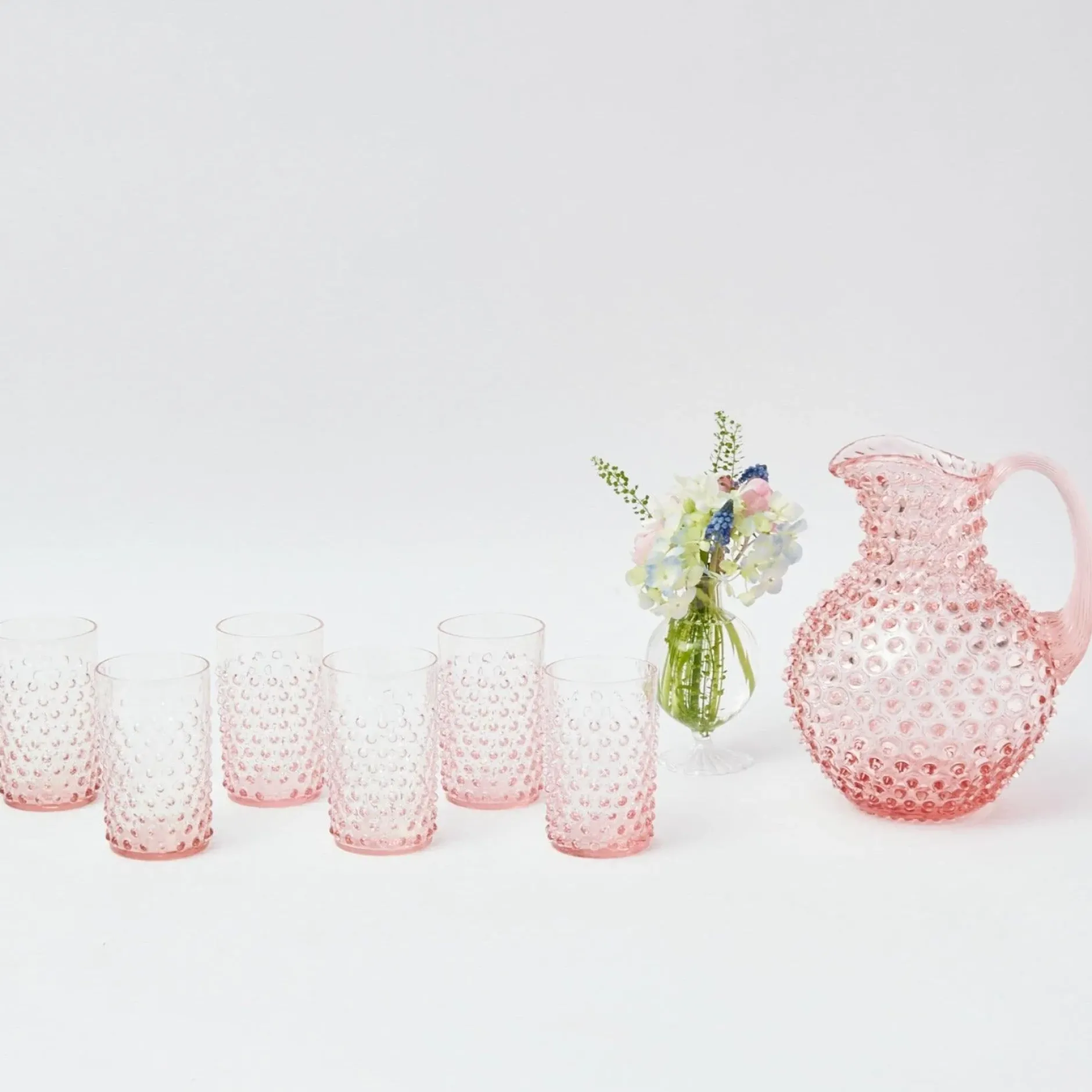 Discount Mrs. Alice Rose Pink Hobnail Water Glasses & Jug Set