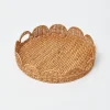 Best Mrs. Alice Round Rattan Scalloped Tray