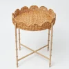 Sale Mrs. Alice Round Scalloped Rattan Tray With Stand