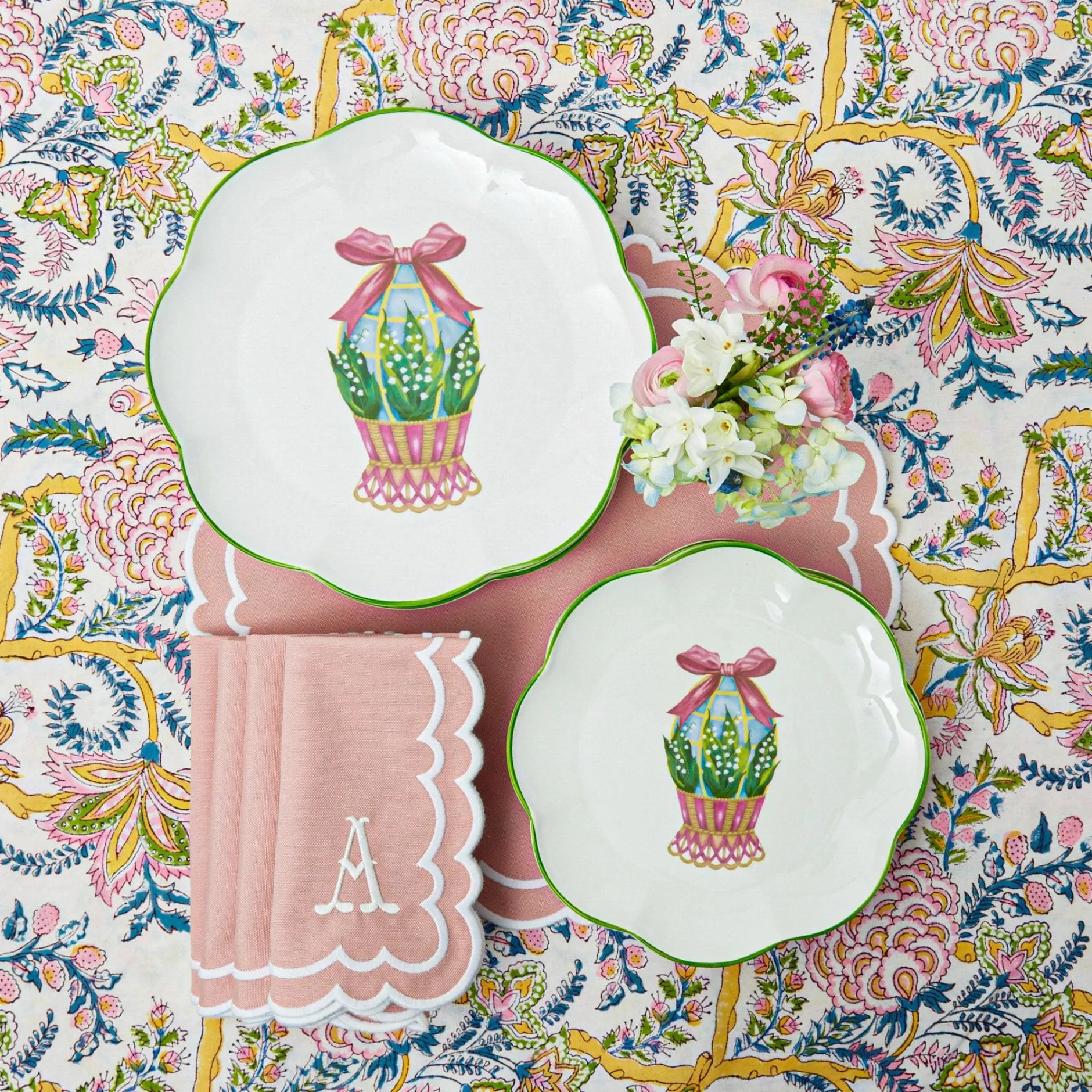 Clearance Mrs. Alice Scalloped Easter Dinner & Starter Plate (Set Of 8)