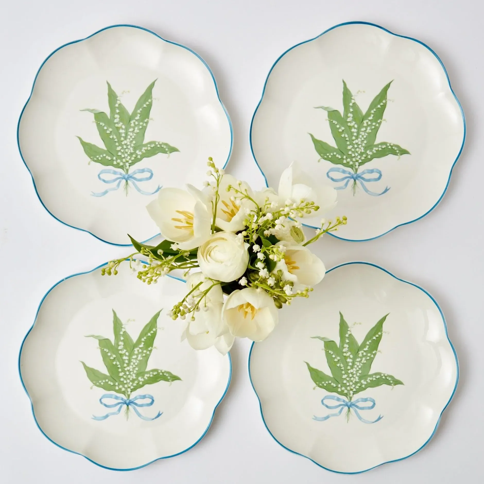 Mrs. Alice Scalloped Lily Of The Valley Starter Plate (Set Of 4)