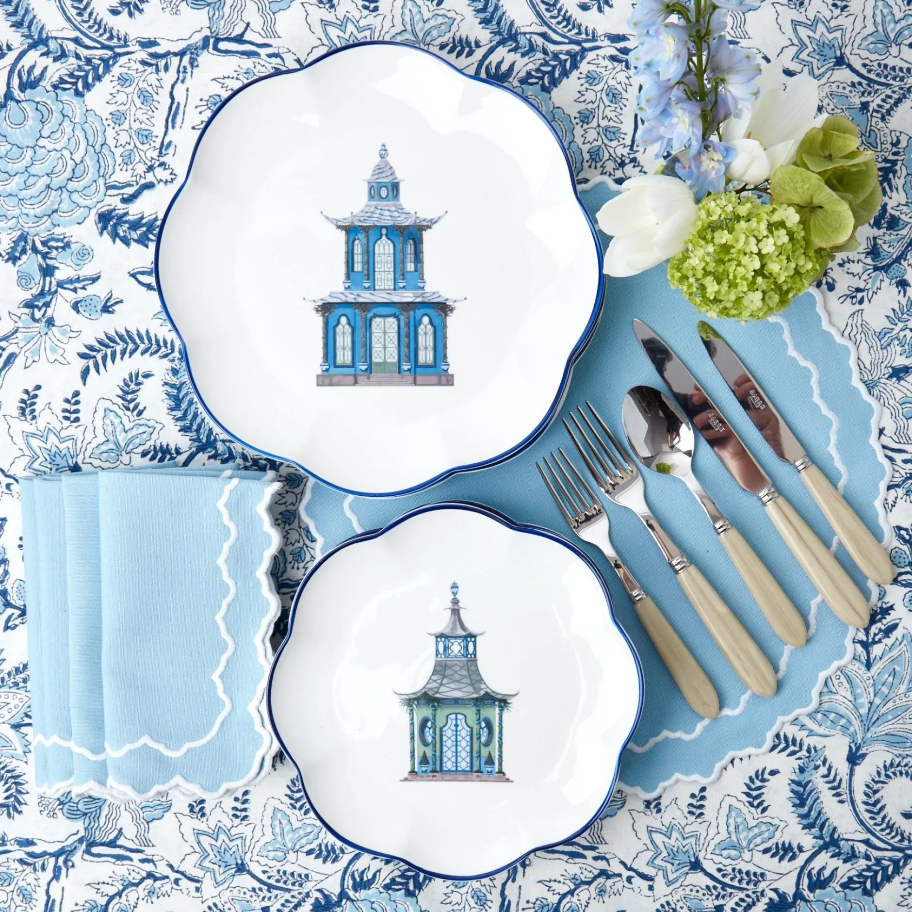 New Mrs. Alice Scalloped Pagoda Dinner Plate (Set Of 4)