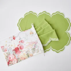 Clearance Mrs. Alice Serena Apple Green Scalloped Placemats (Set Of 4)