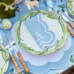 Hot Mrs. Alice Serena Applique Blue Napkins (Set Of 4)