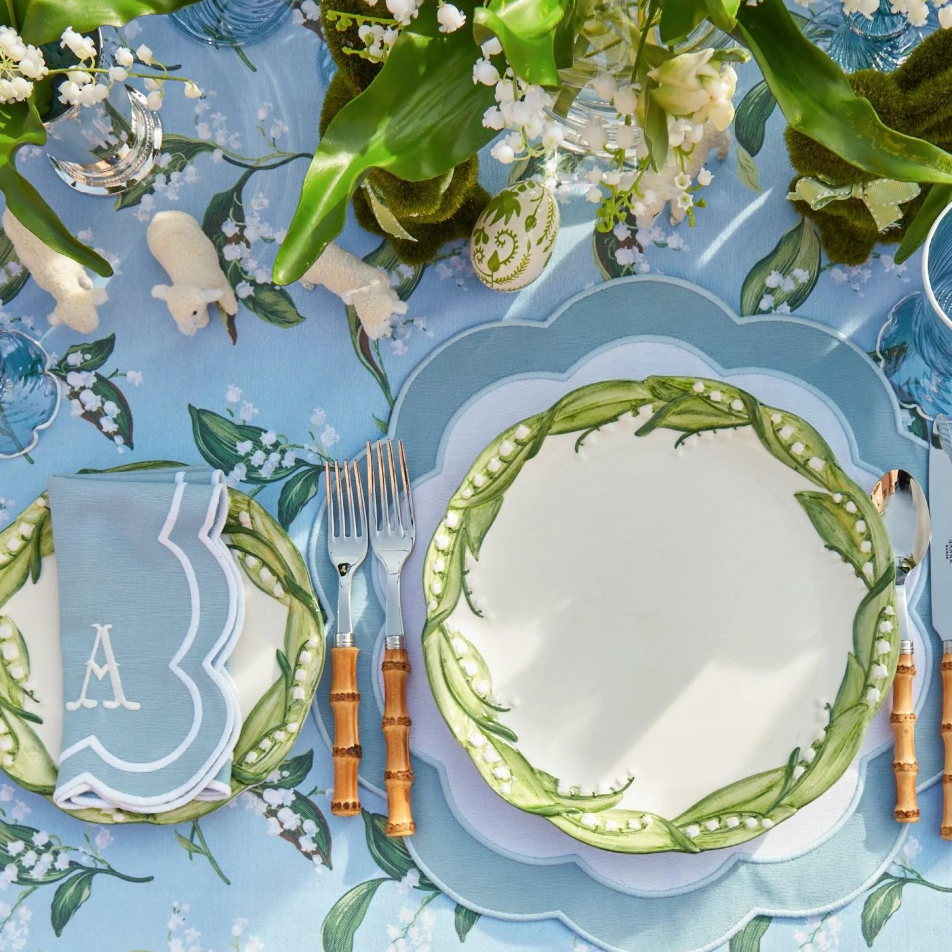 Hot Mrs. Alice Serena Applique Blue Napkins (Set Of 4)