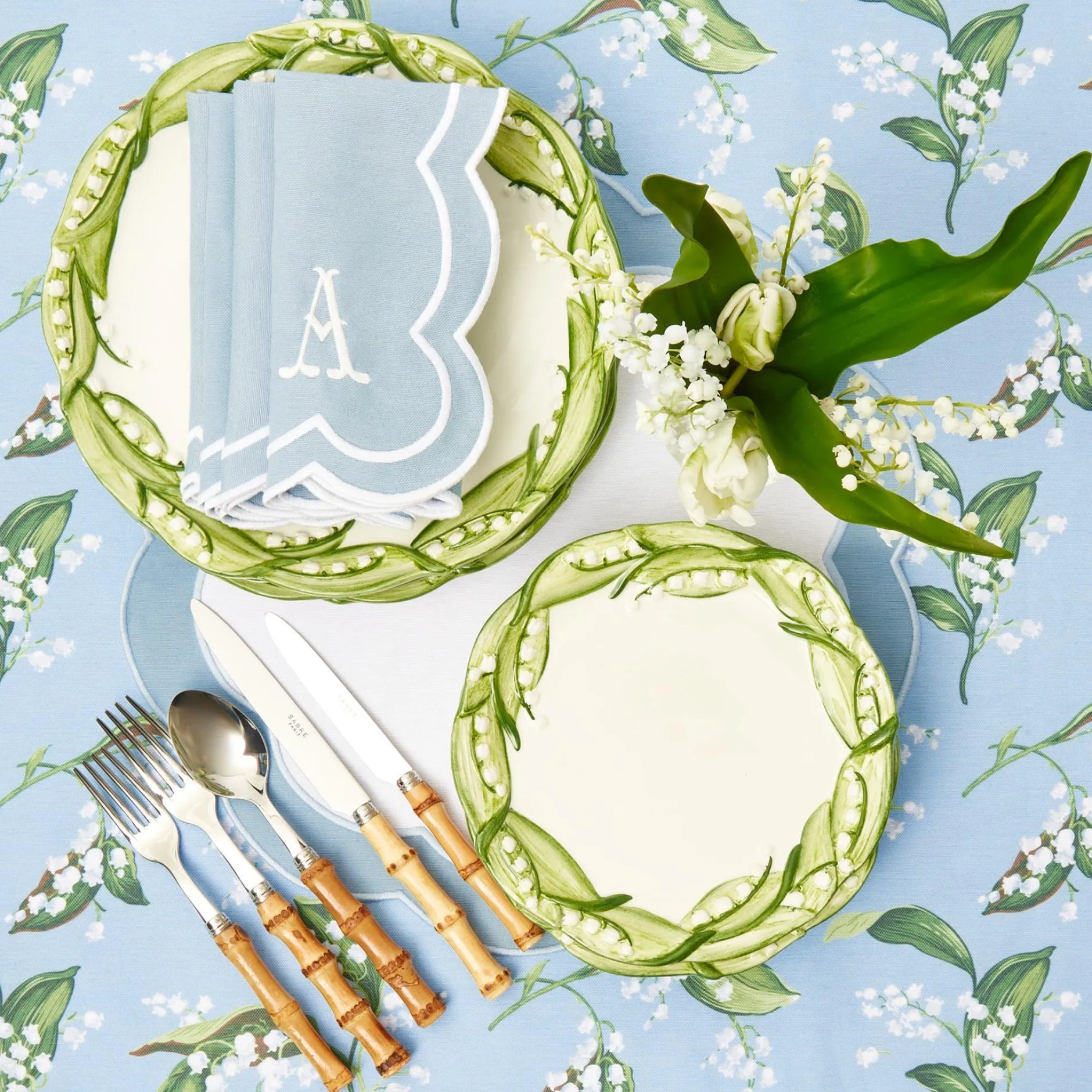 Hot Mrs. Alice Serena Applique Blue Napkins (Set Of 4)