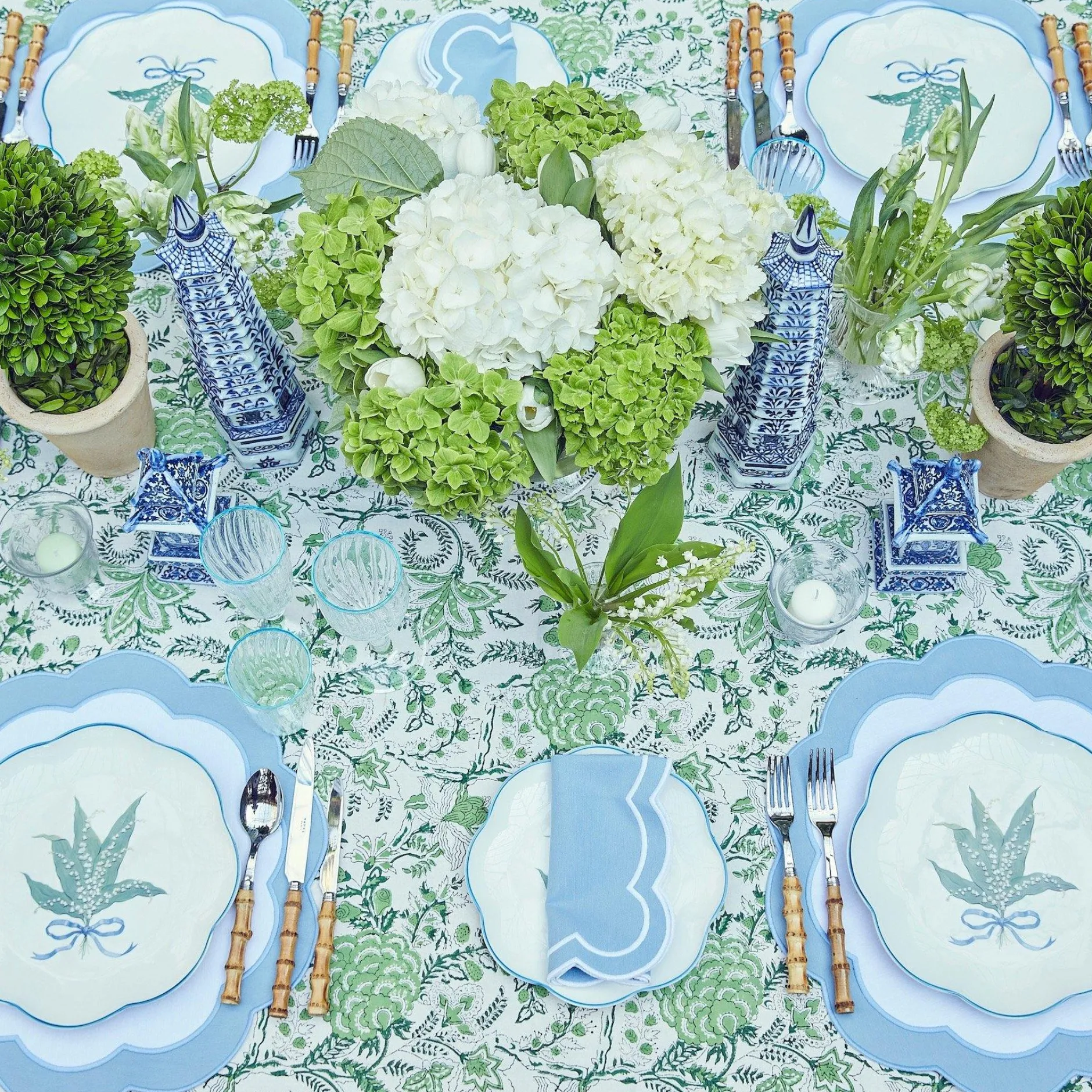 Mrs. Alice Serena Applique Blue Placemats (Set Of 4)