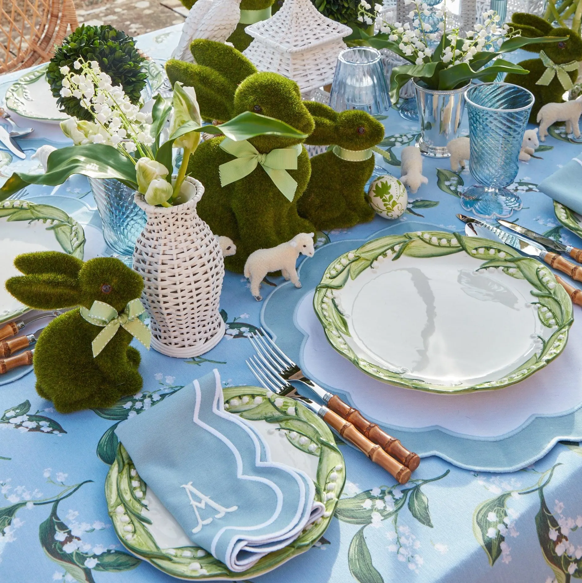 Mrs. Alice Serena Applique Blue Placemats (Set Of 4)