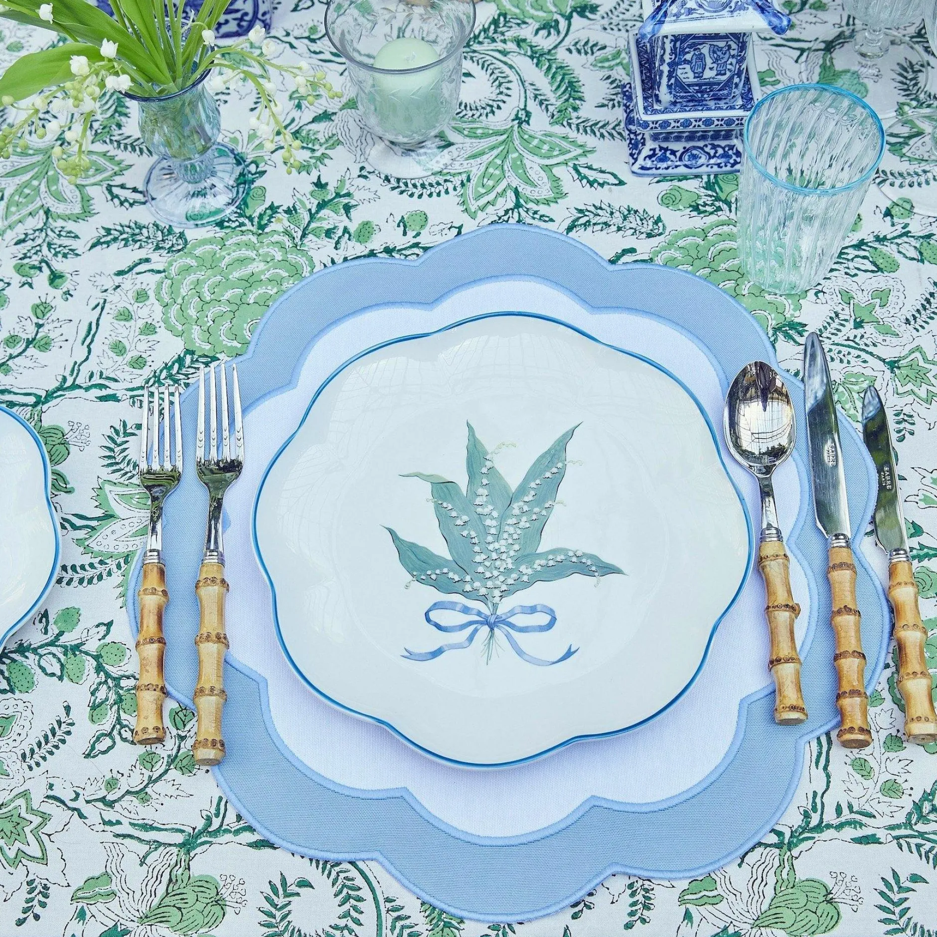 Mrs. Alice Serena Applique Blue Placemats (Set Of 4)