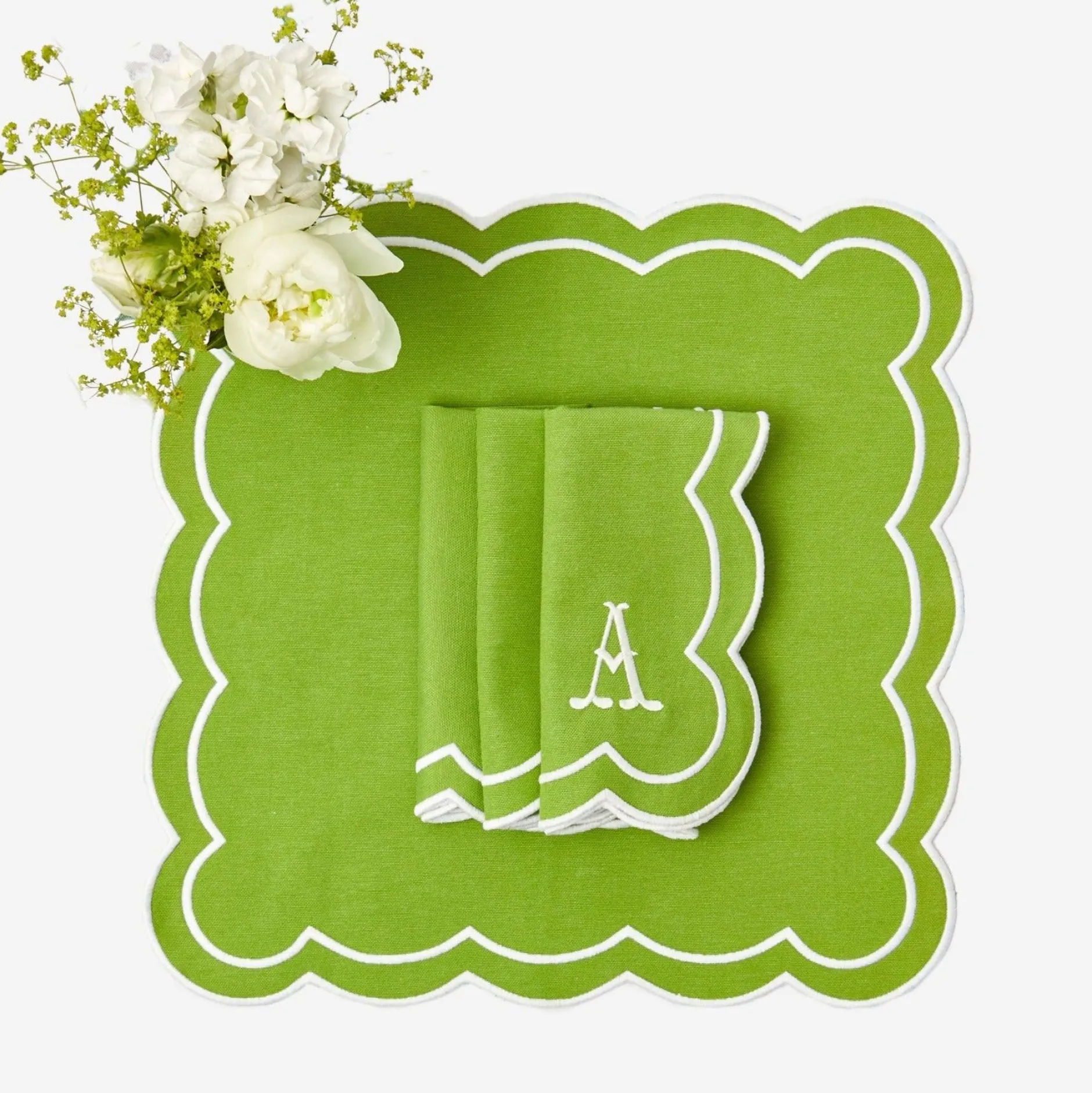 Clearance Mrs. Alice Serena Applique Green Napkins (Set Of 4)