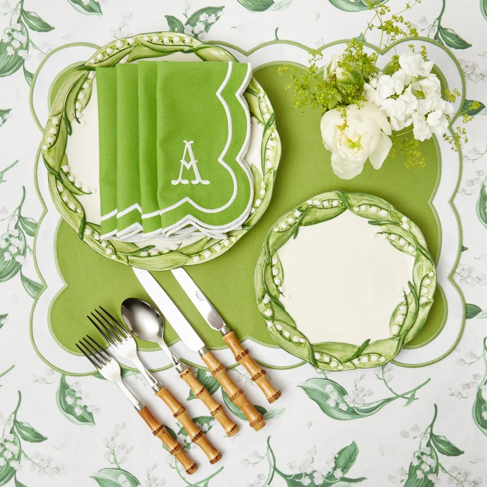 Clearance Mrs. Alice Serena Applique Green Napkins (Set Of 4)