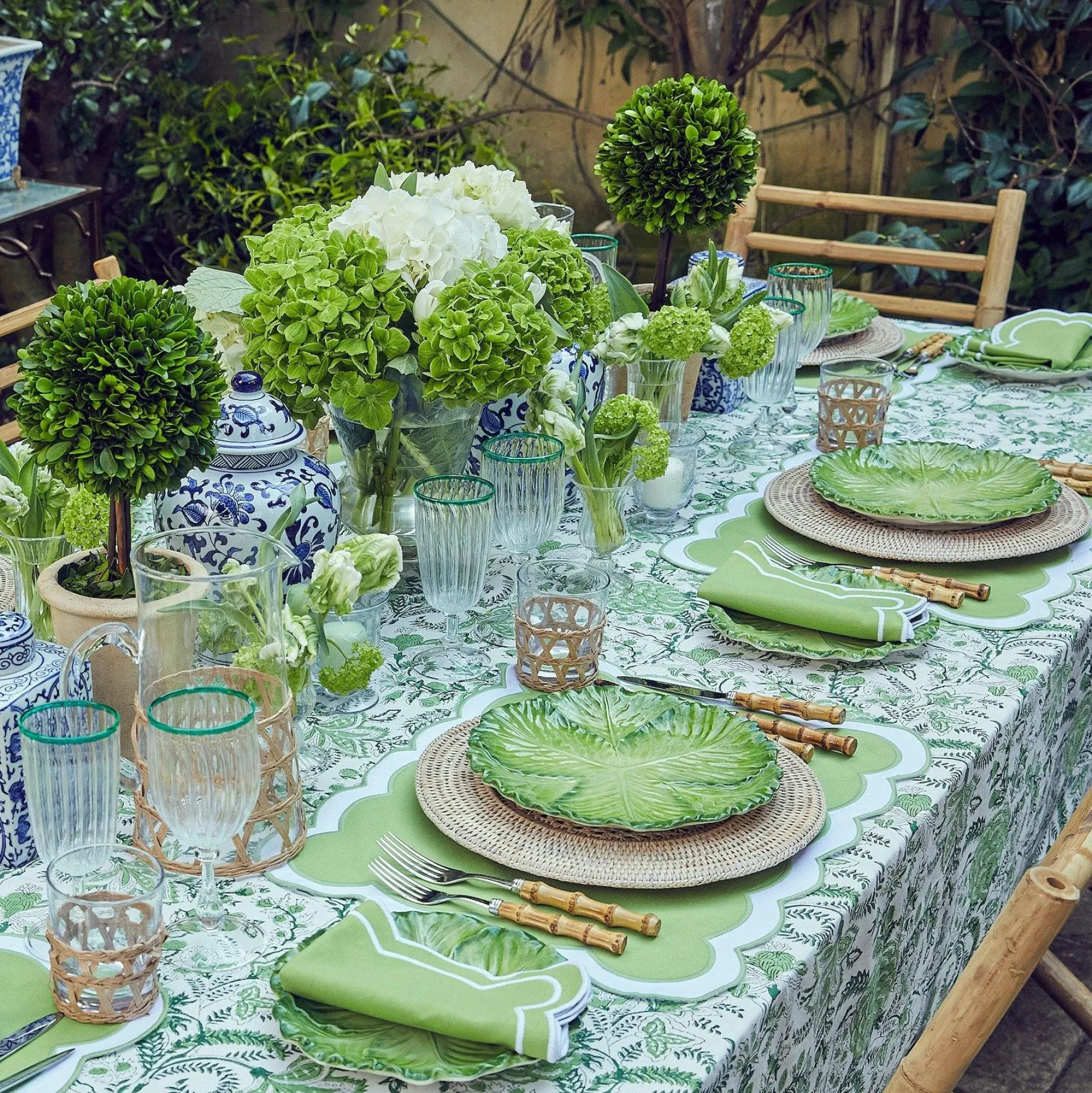 New Mrs. Alice Serena Applique Green Placemats & Napkins (Set Of 4)
