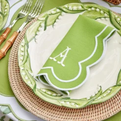 New Mrs. Alice Serena Applique Green Placemats & Napkins (Set Of 4)
