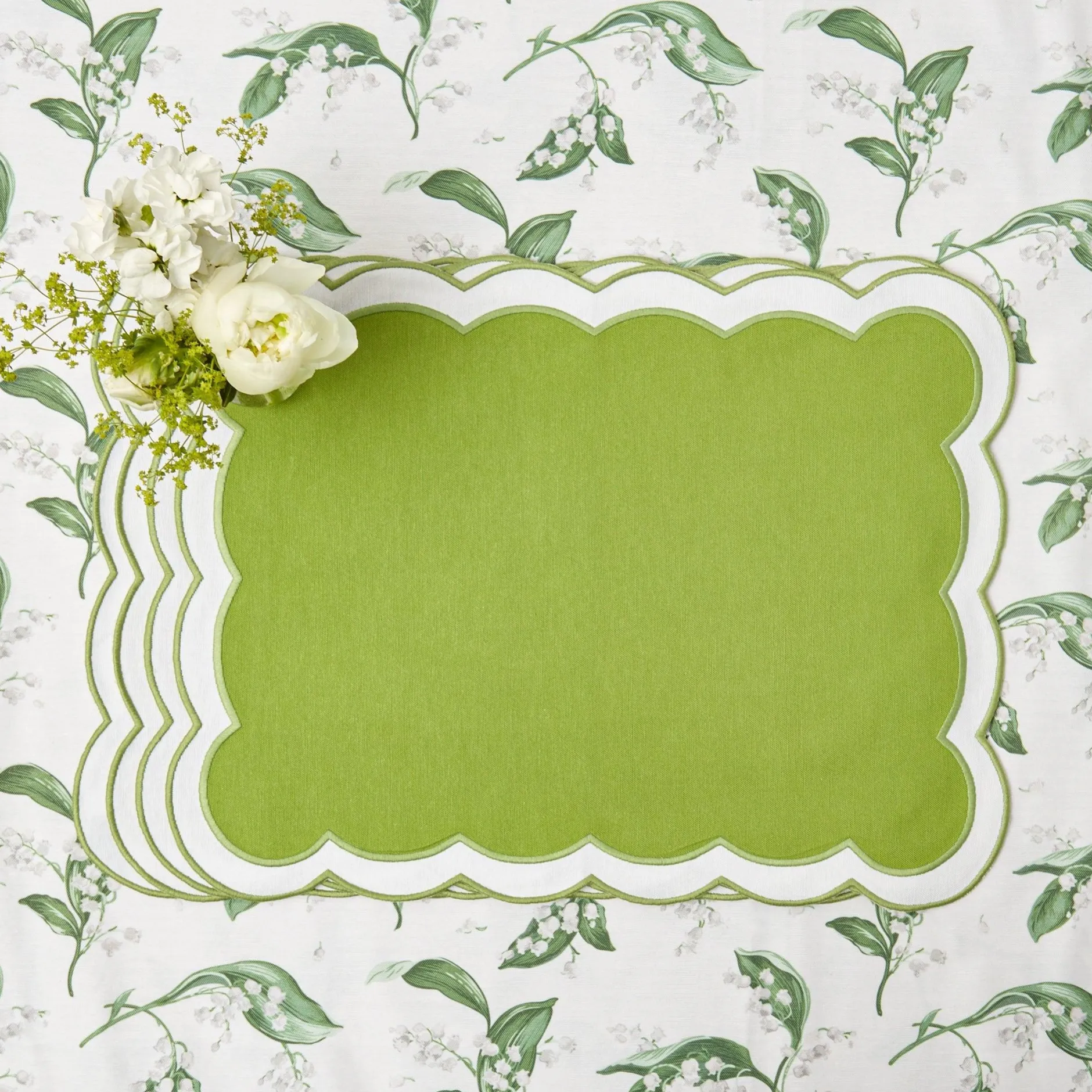 Clearance Mrs. Alice Serena Applique Green Placemats (Set Of 4)