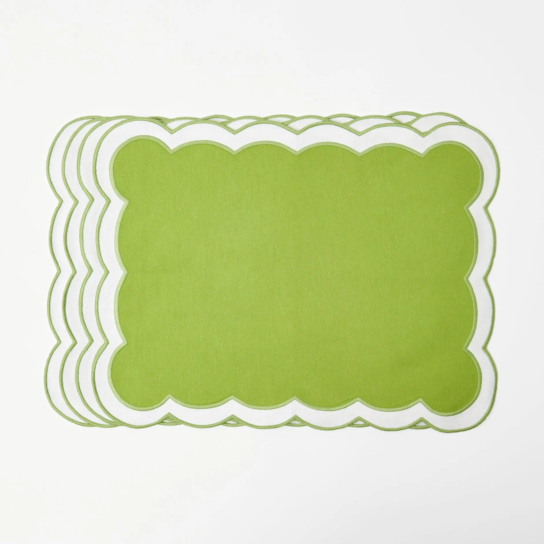 Clearance Mrs. Alice Serena Applique Green Placemats (Set Of 4)