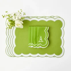 Clearance Mrs. Alice Serena Applique Green Placemats (Set Of 4)