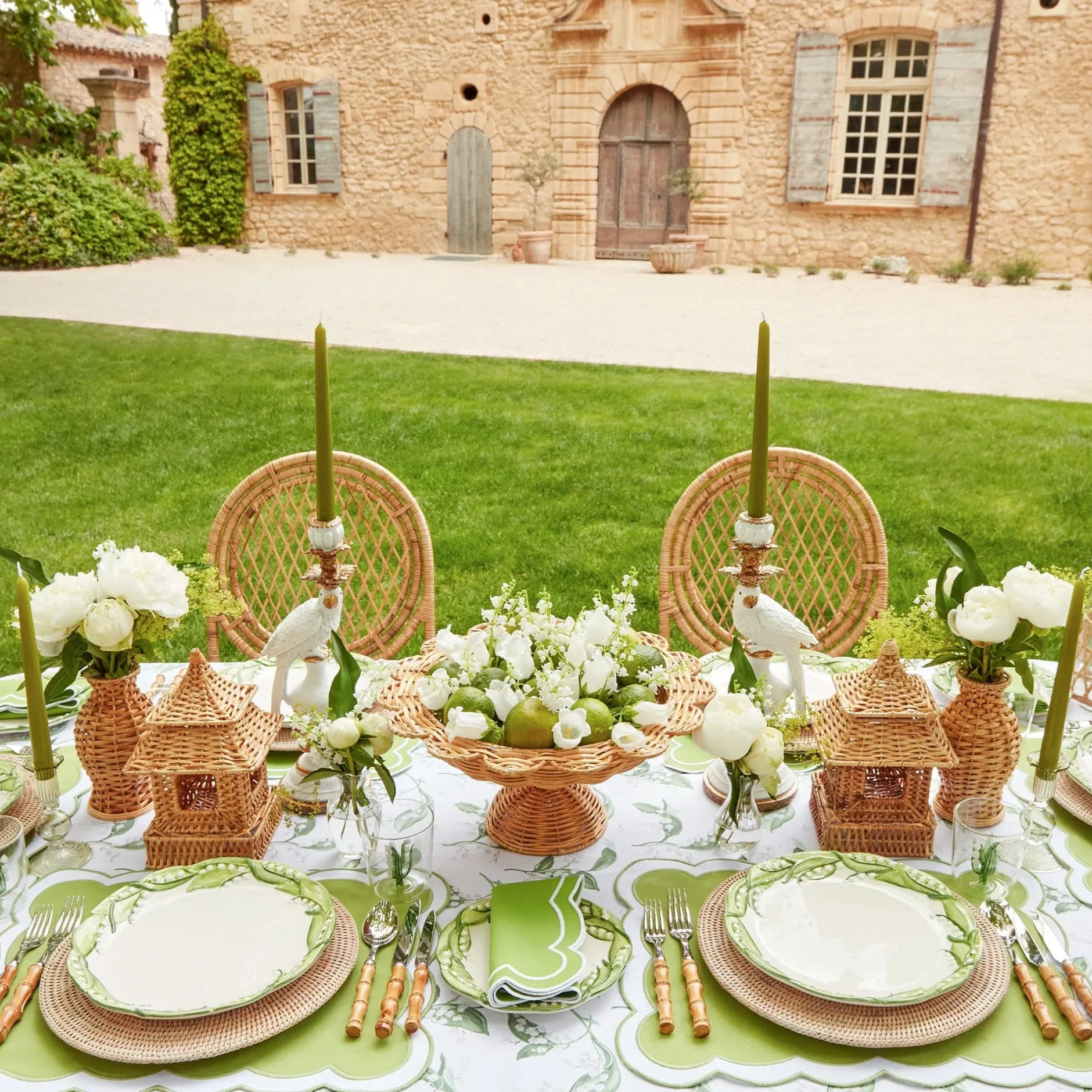 Clearance Mrs. Alice Serena Applique Green Placemats (Set Of 4)