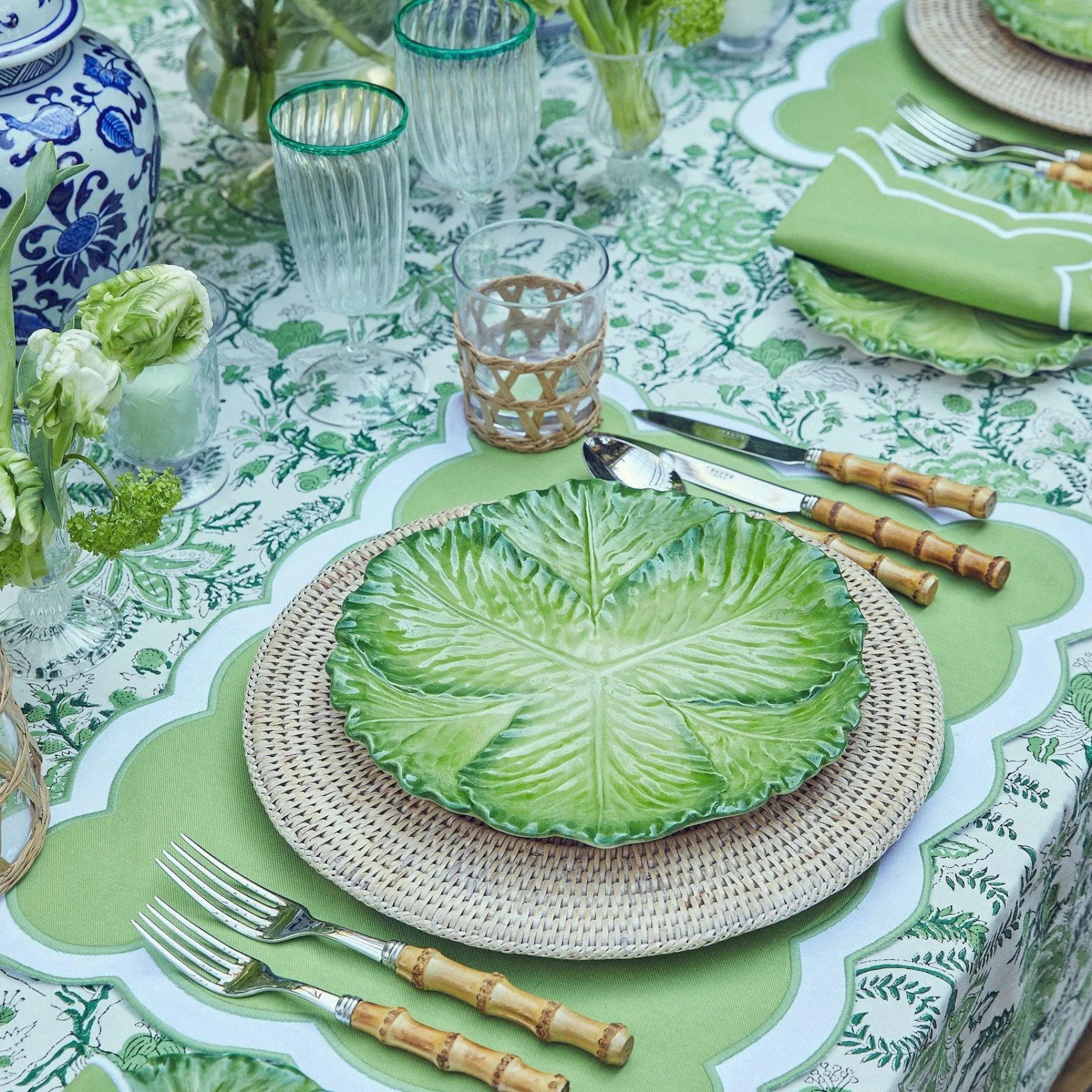 New Mrs. Alice Serena Green Cabbage Dinner Plate (Set Of 4)
