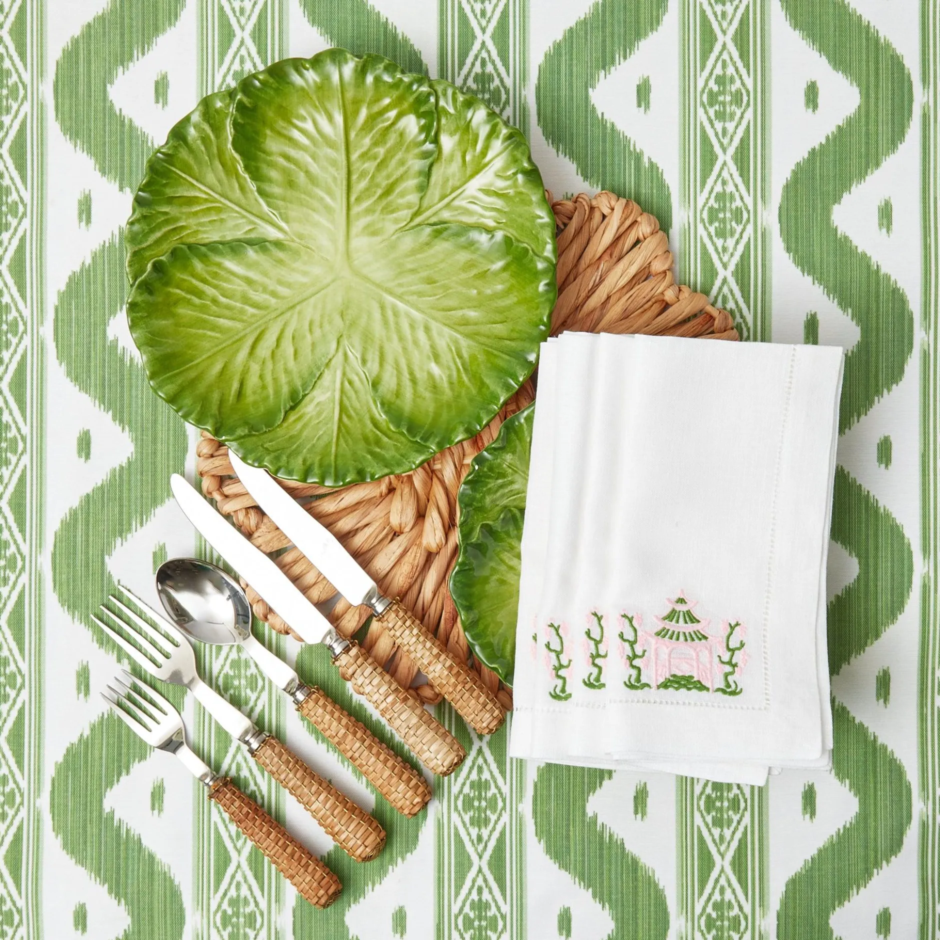 New Mrs. Alice Serena Green Cabbage Dinner Plate (Set Of 4)