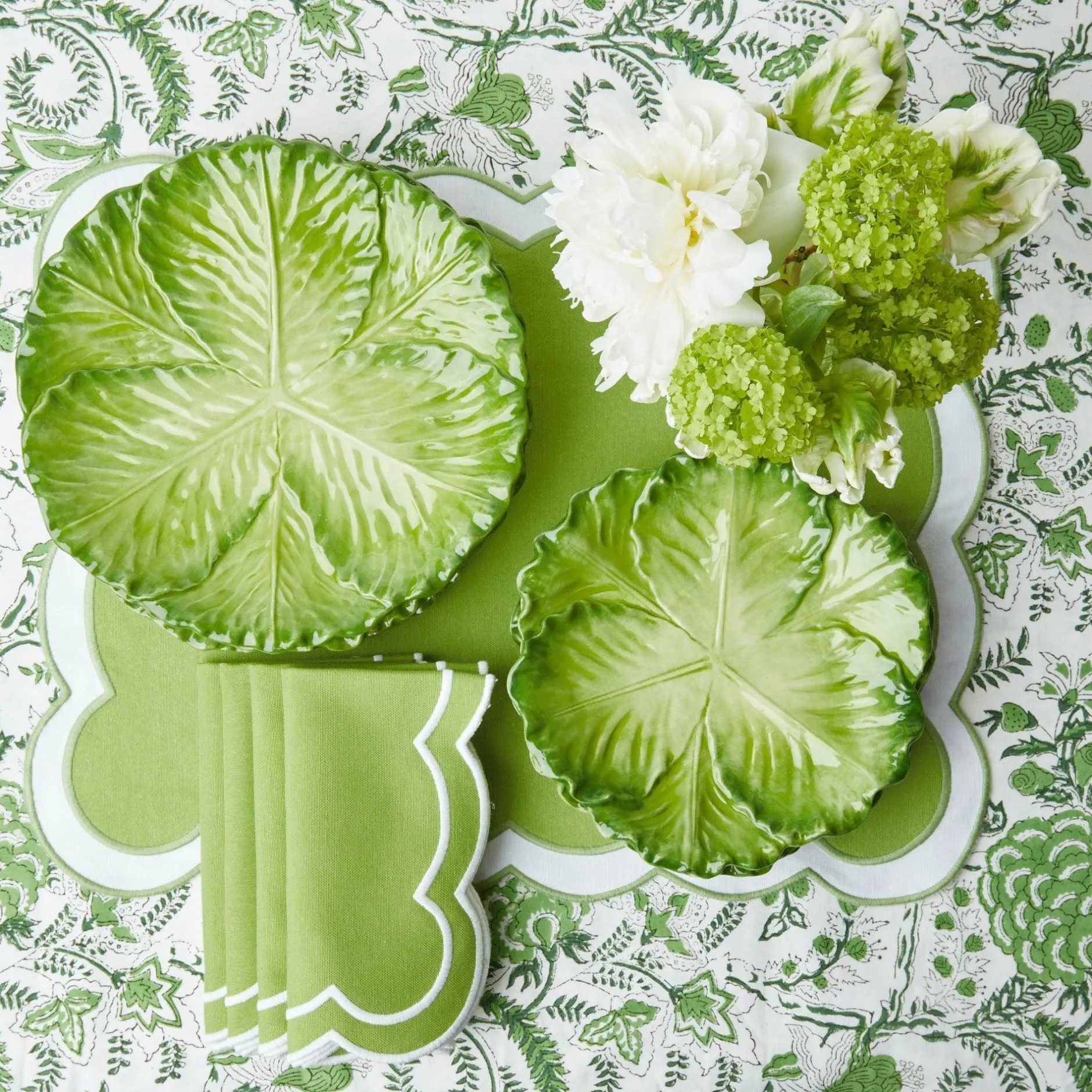 Outlet Mrs. Alice Serena Green Cabbage Dinner Plate (Set Of 4)